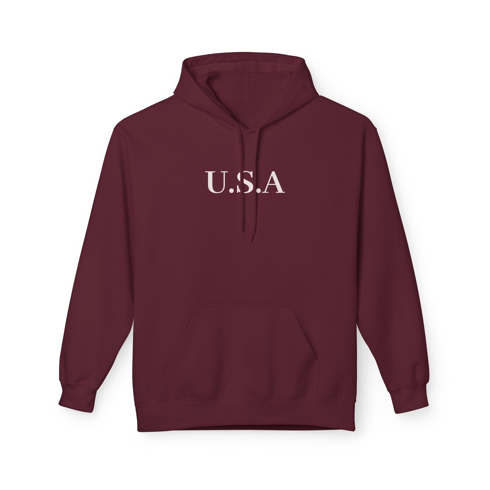 USA Minimalist Hoodie — Classic Patriotic Fleece Pullover