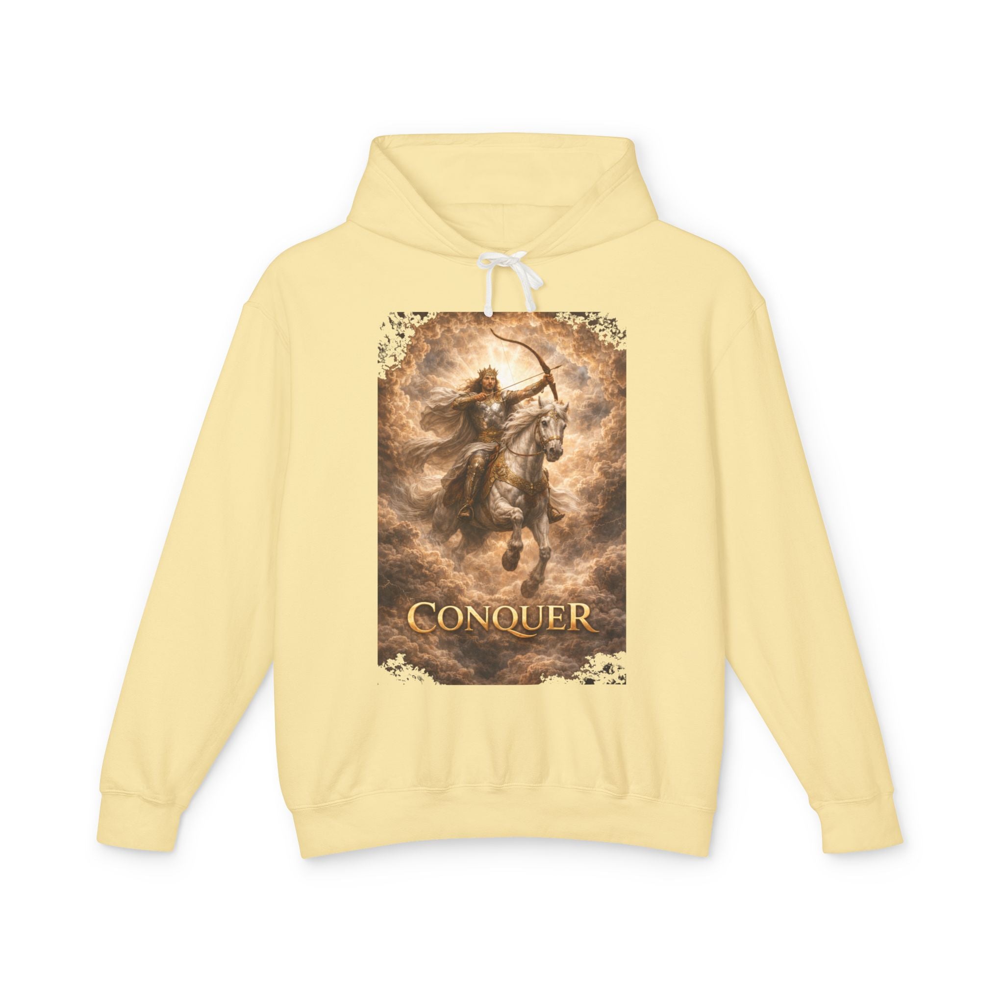The white horse from Revelation 6:1-2! Conquer Warrior Hoodie — Fantasy Archer Graphic Pullover