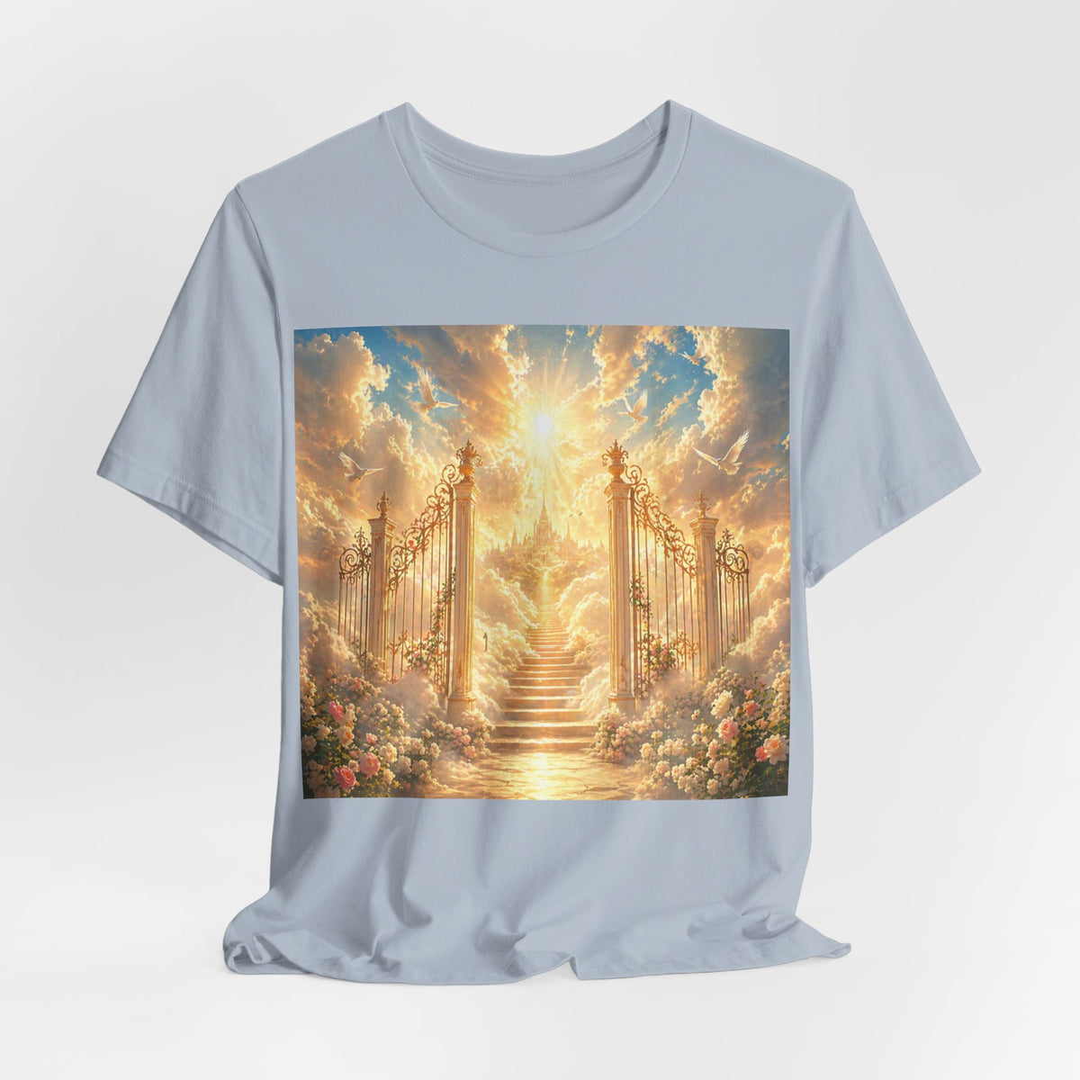 Heavenly Gates Graphic Tee — Celestial Stairs & Sunlight T-Shirt