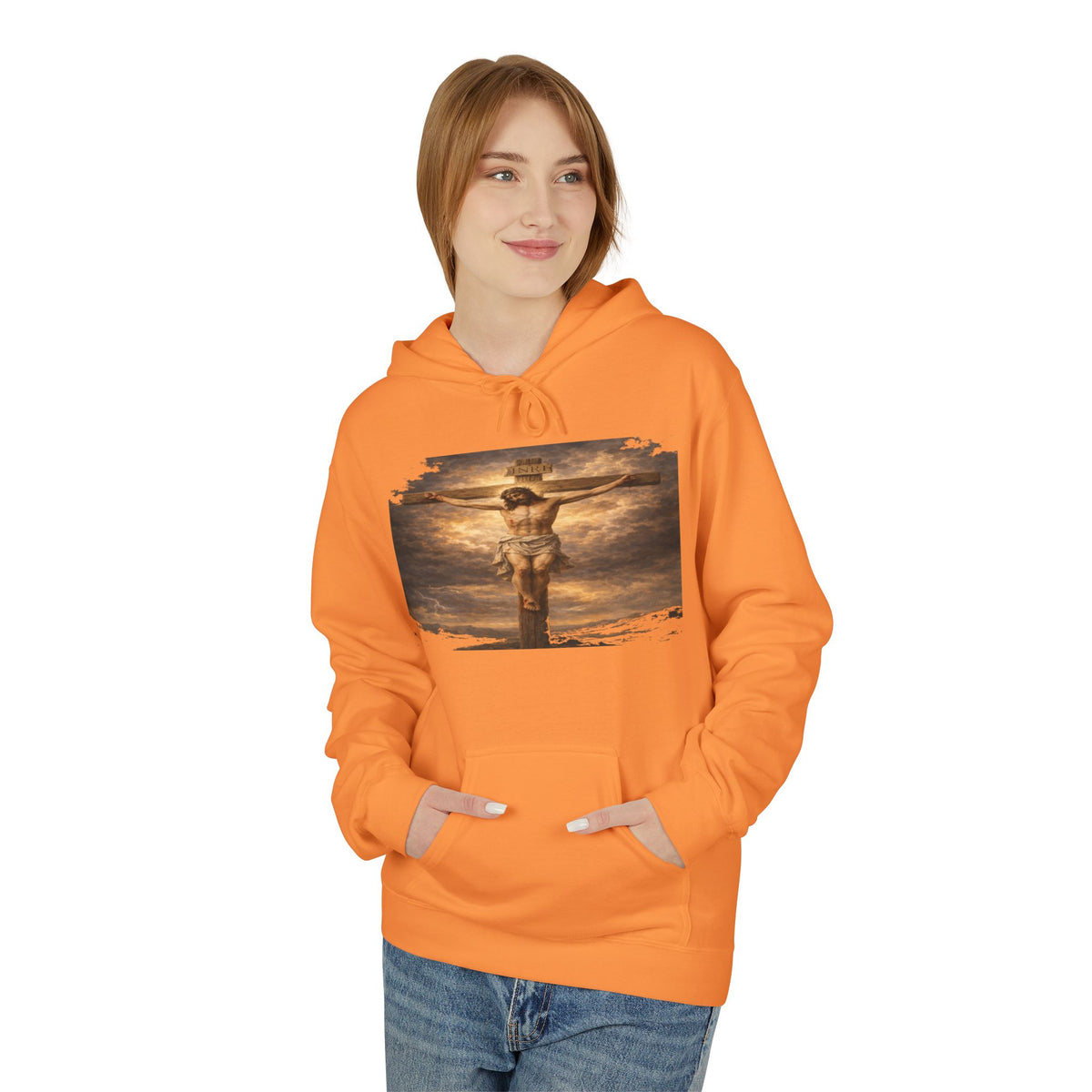 Jesus Christ on the Cross -Hoodie — Christian Faith Inspirational Pullover