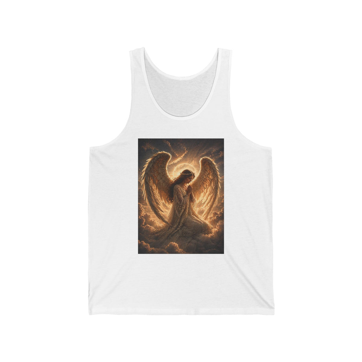 Angel Prayer Tank Top — Radiant Guardian Wings Spiritual Graphic Tank