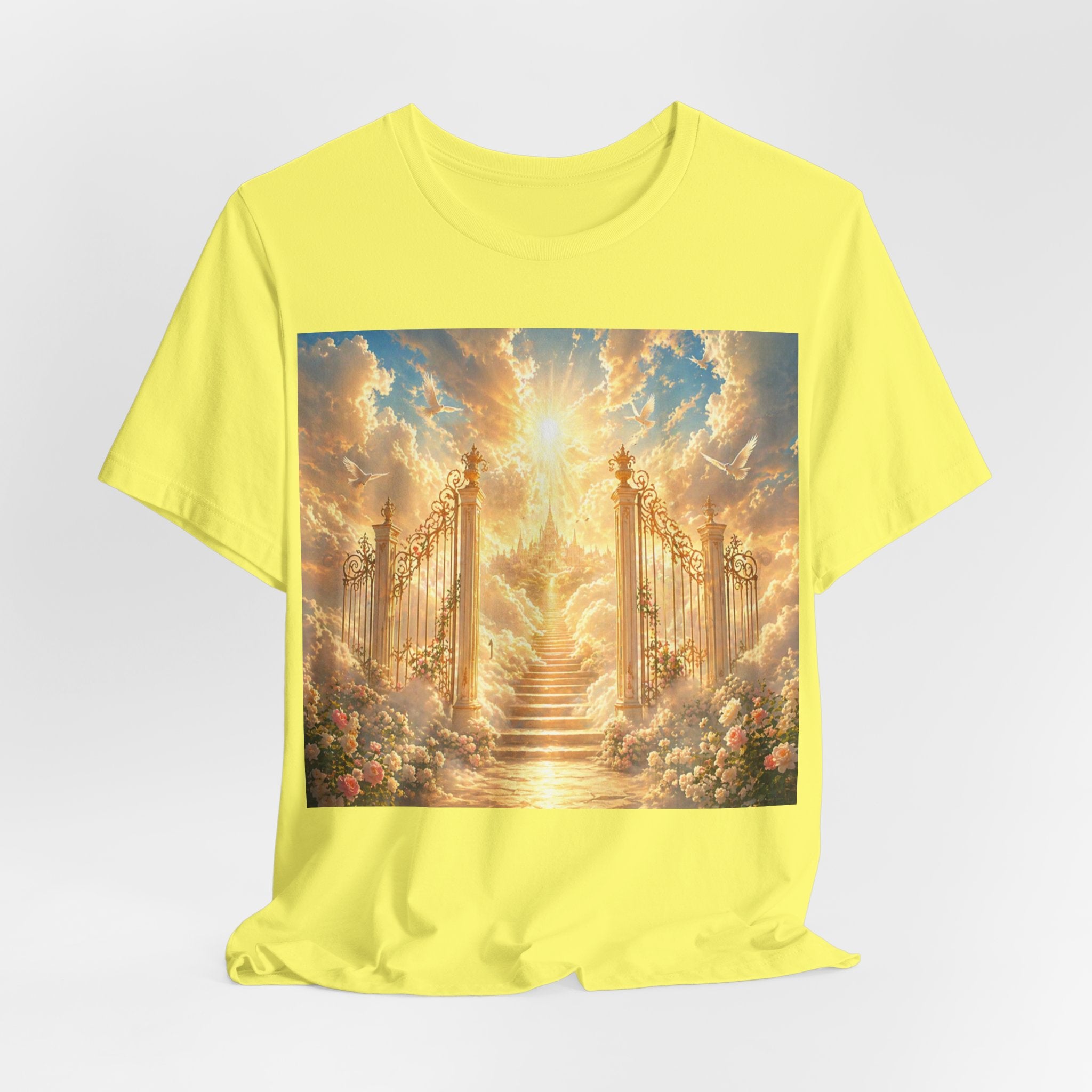 Heavenly Gates Graphic Tee — Celestial Stairs & Sunlight T-Shirt