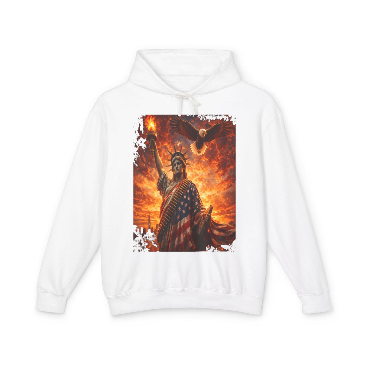 Statue of Liberty American Flag Hoodie — Patriotic Liberty Eagle Sweatshirt
