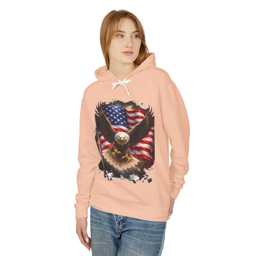American Eagle Flag Hoodie — Patriotic Bald Eagle sweatshirt for 4th of July & Veterans