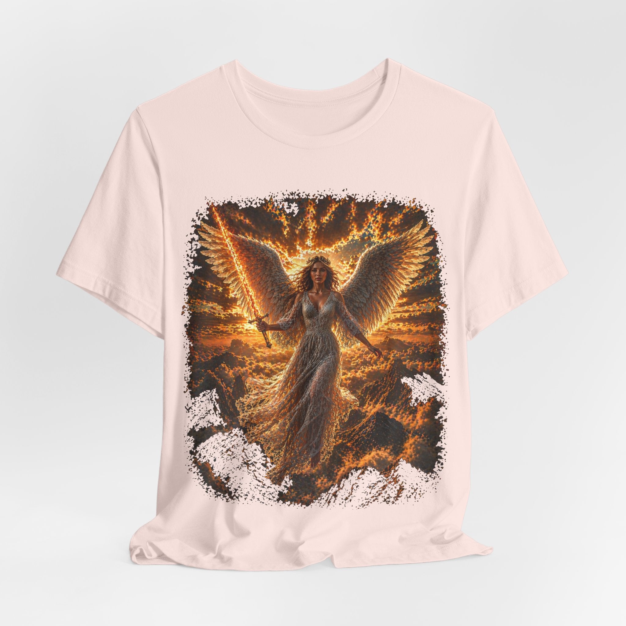 Angel Wings Graphic Tee — Fiery Guardian Angel Design