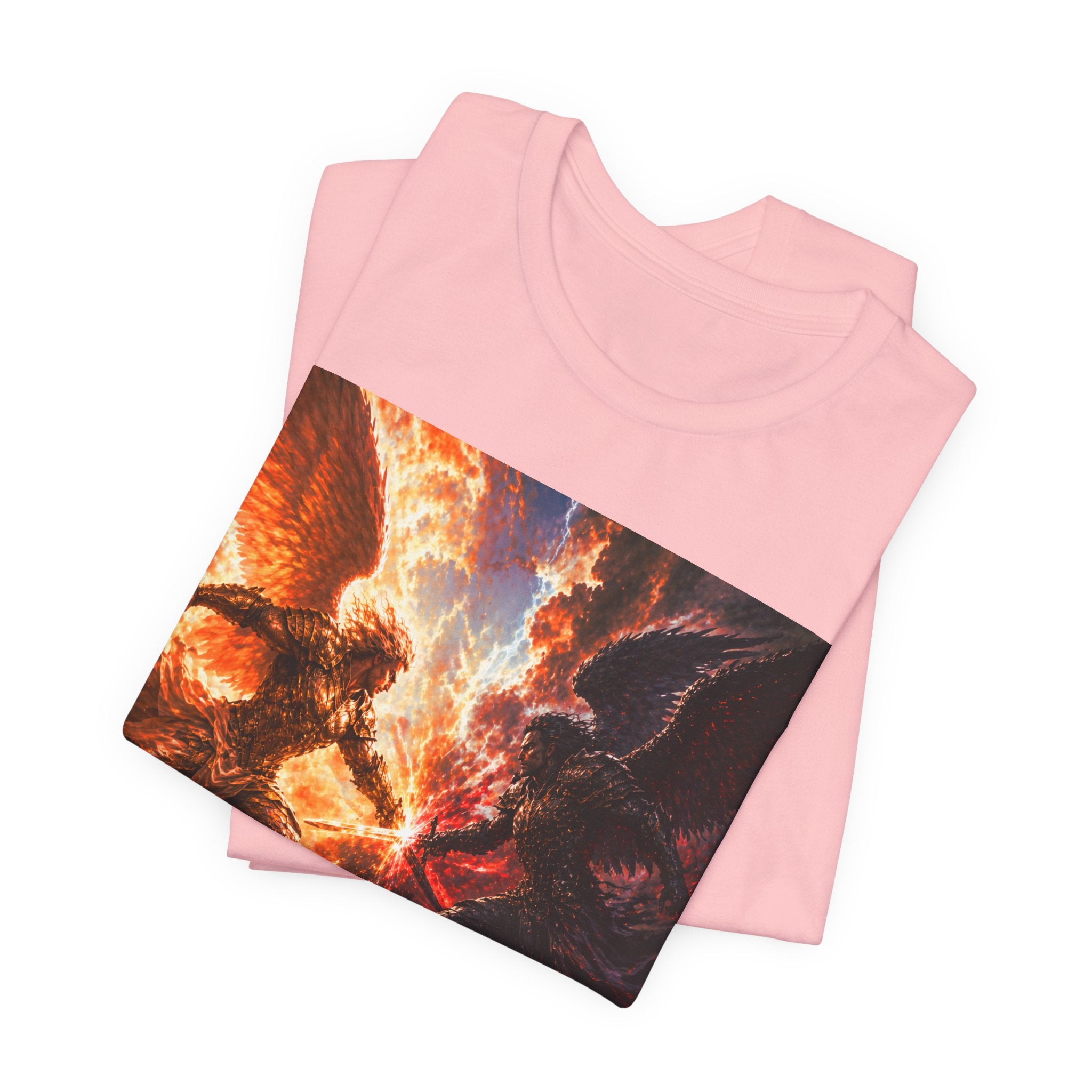 Angel vs Demon Battle T-Shirt — Fiery Fantasy Art Graphic Tee
