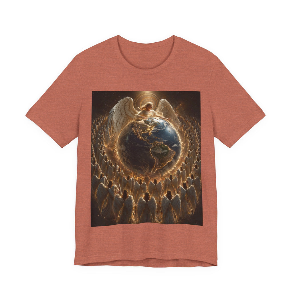 Angel Watching Over Earth T‑Shirt — Spiritual Guardian Globe Tee