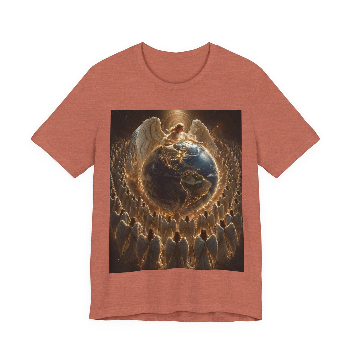 Angel Watching Over Earth T‑Shirt — Spiritual Guardian Globe Tee