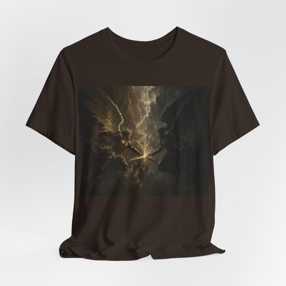 Angel Battle Graphic Tee — Dark Mythic Winged Warriors Shirt