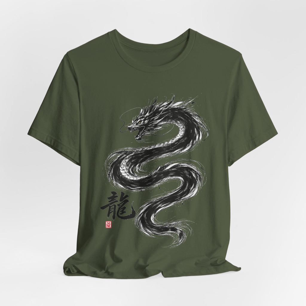 Dragon Brushstroke Tee — Asian Ink Dragon T-Shirt