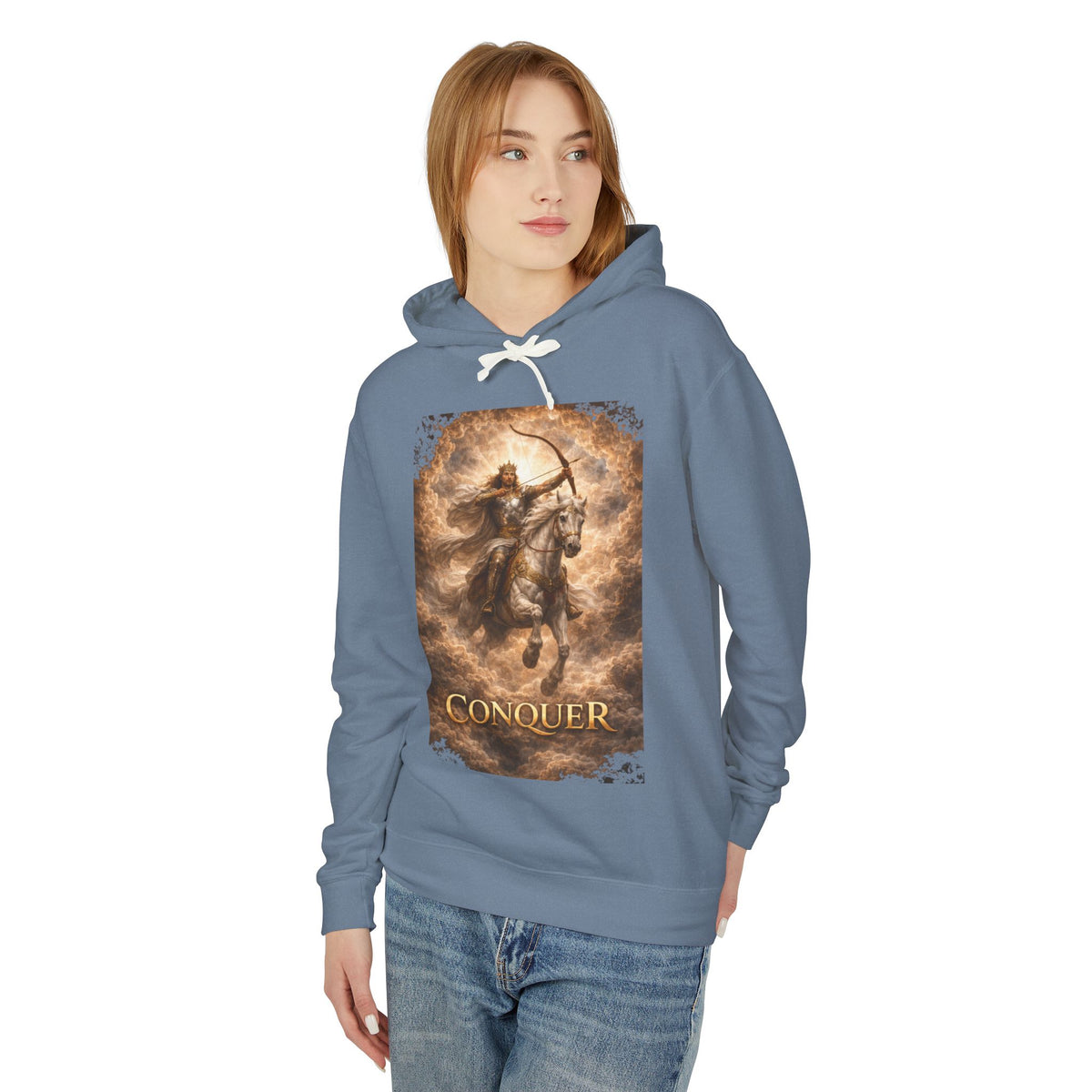 The white horse from Revelation 6:1-2! Conquer Warrior Hoodie — Fantasy Archer Graphic Pullover