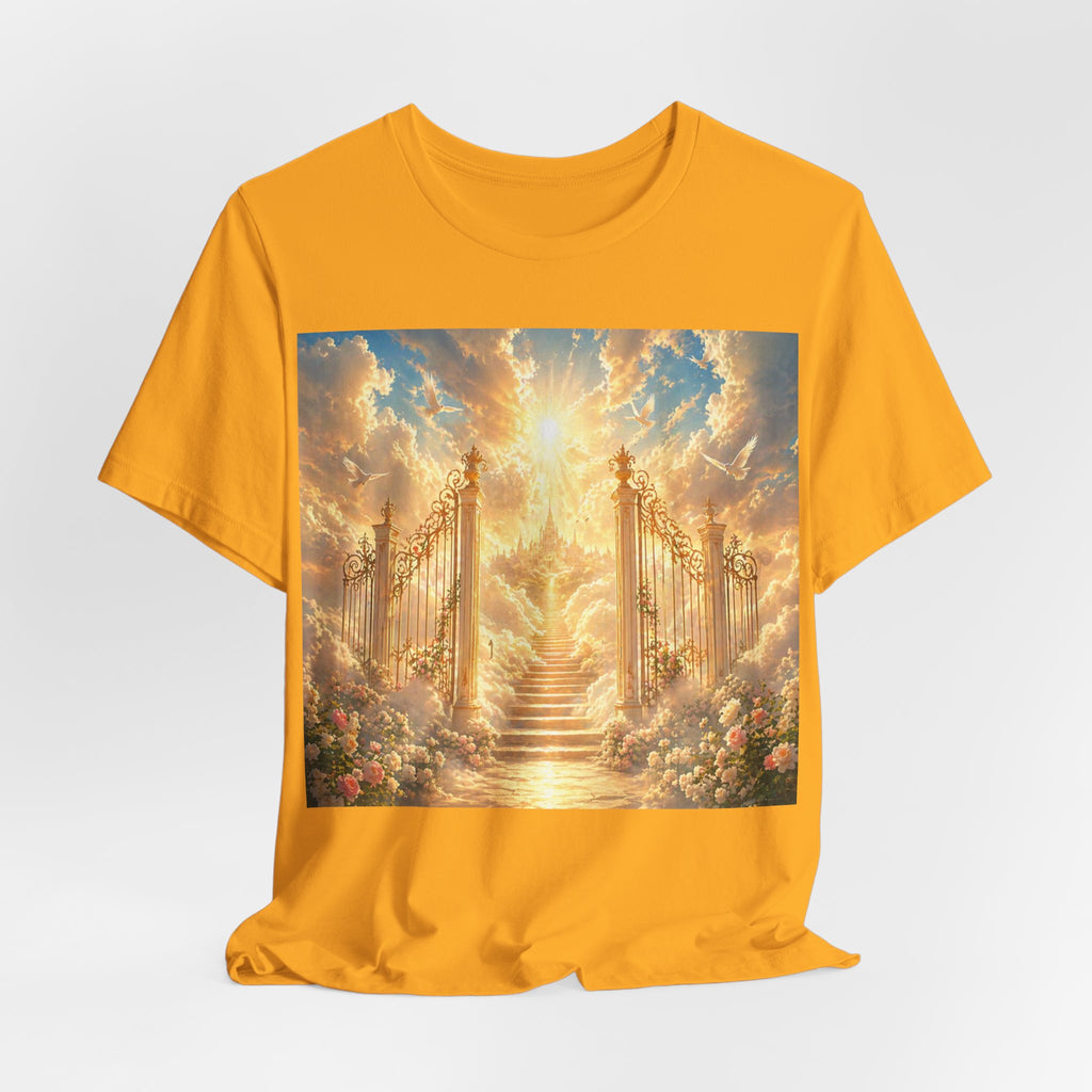 Heavenly Gates Graphic Tee — Celestial Stairs & Sunlight T-Shirt