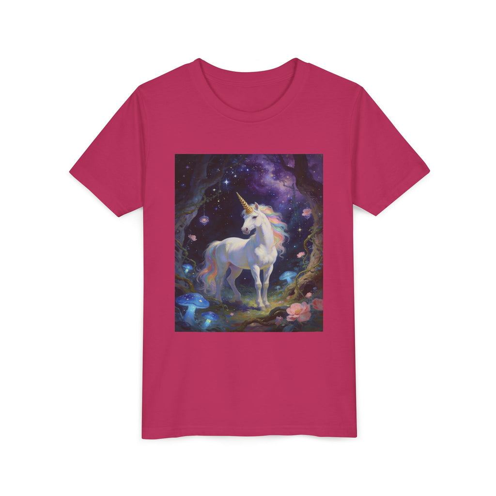 Youth Unicorn Tee — Magical Night Forest Unicorn Graphic Shirt