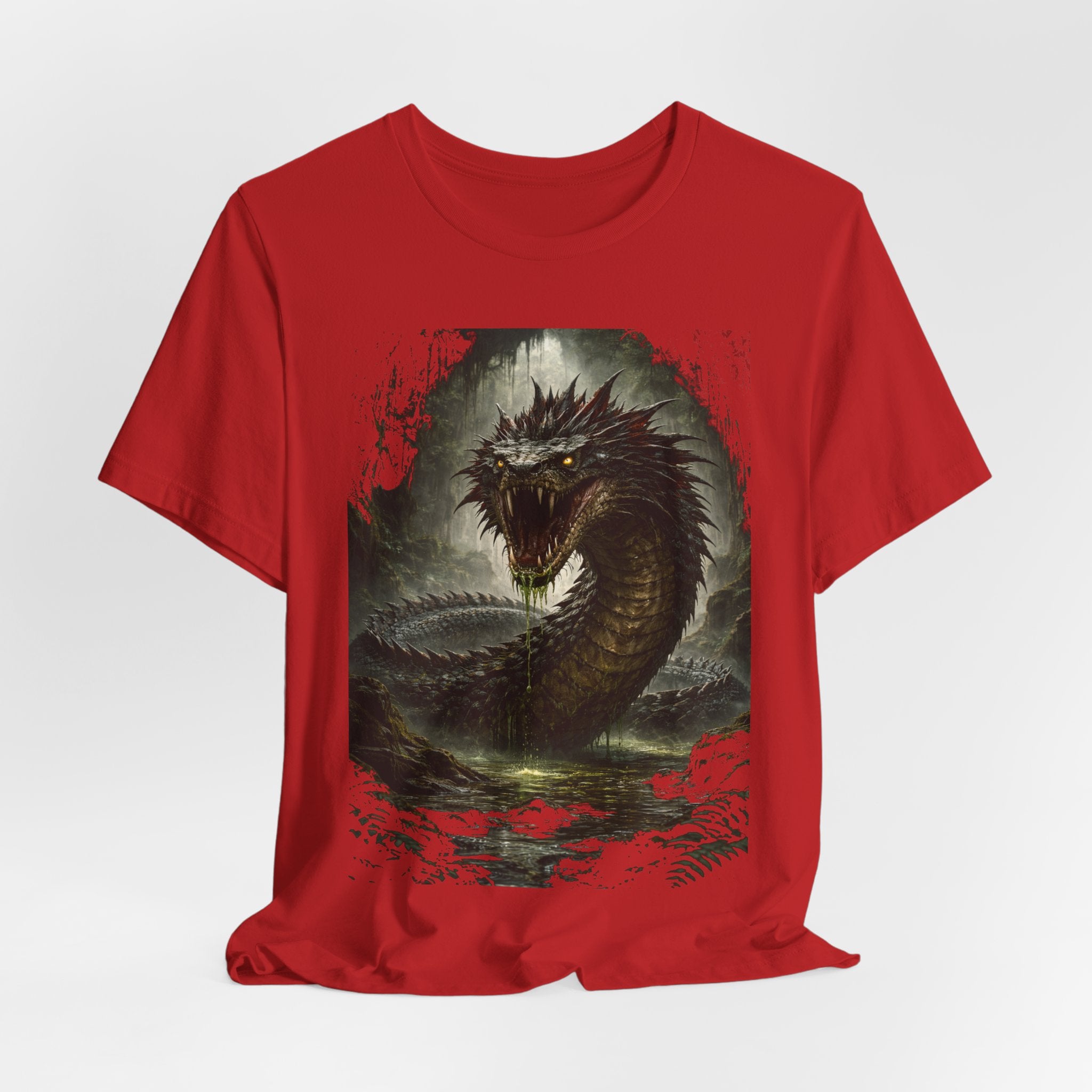 Basilisk Sea Serpent Graphic Tee — Dark Mythical Dragon Shirt