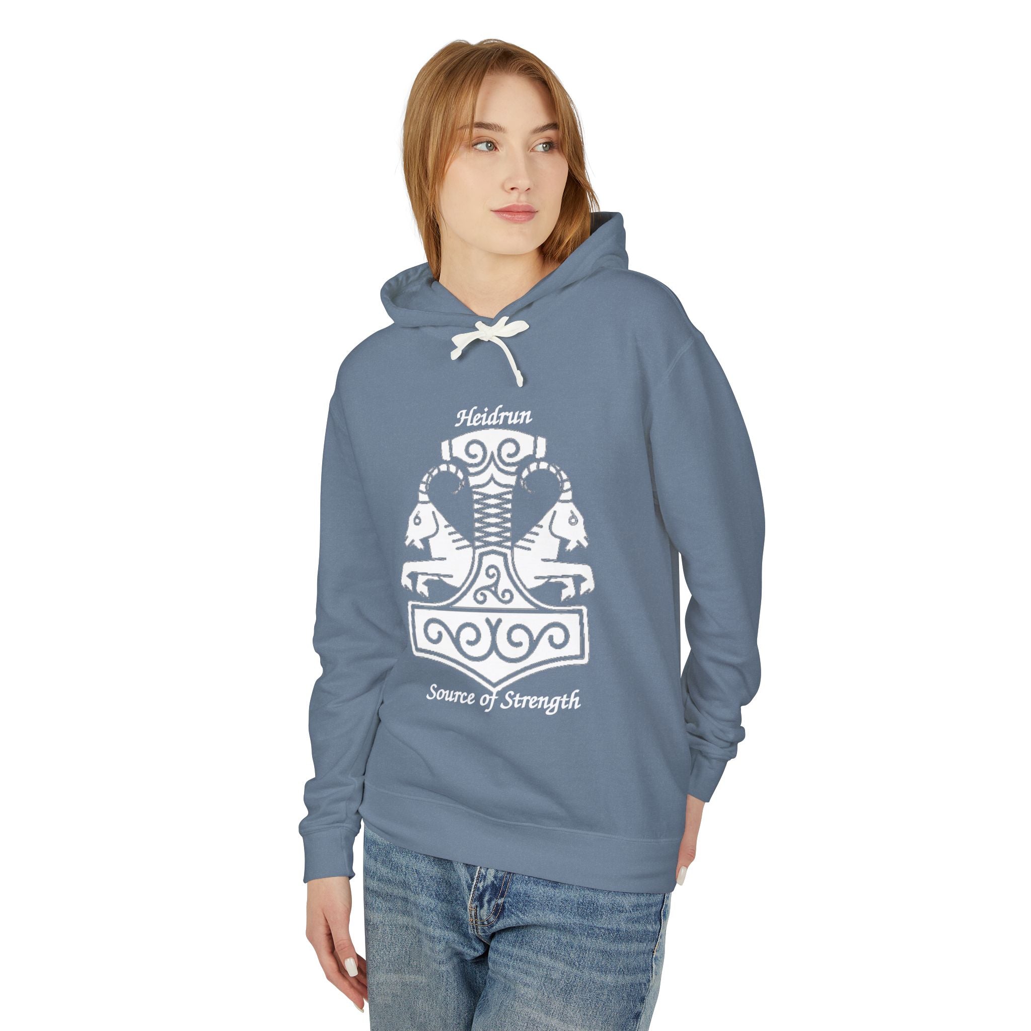 Heidrun Viking Shield Hoodie – 'Heidrun Source of Strength' Norse Mythology Sweatshirt