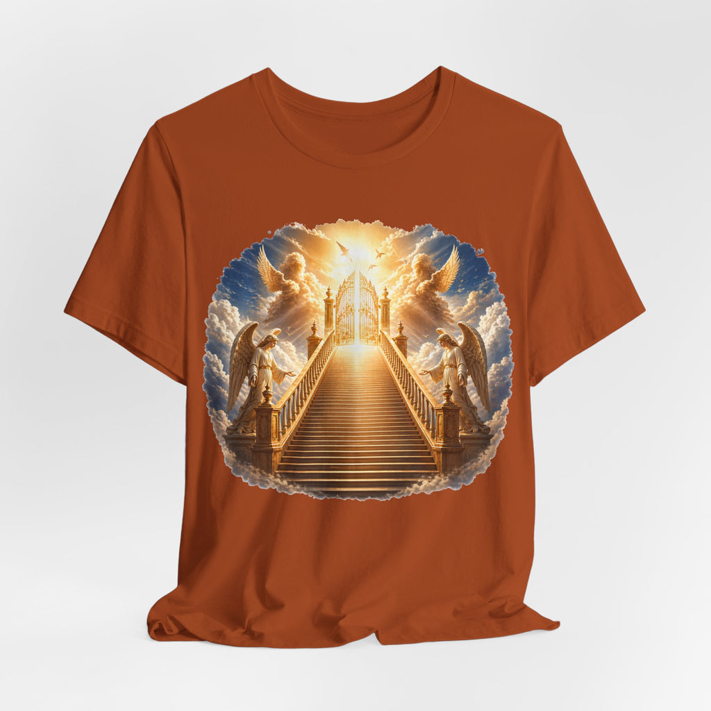 Heavenly Golden Stairway T‑Shirt — Angelic Gates Spiritual Tee