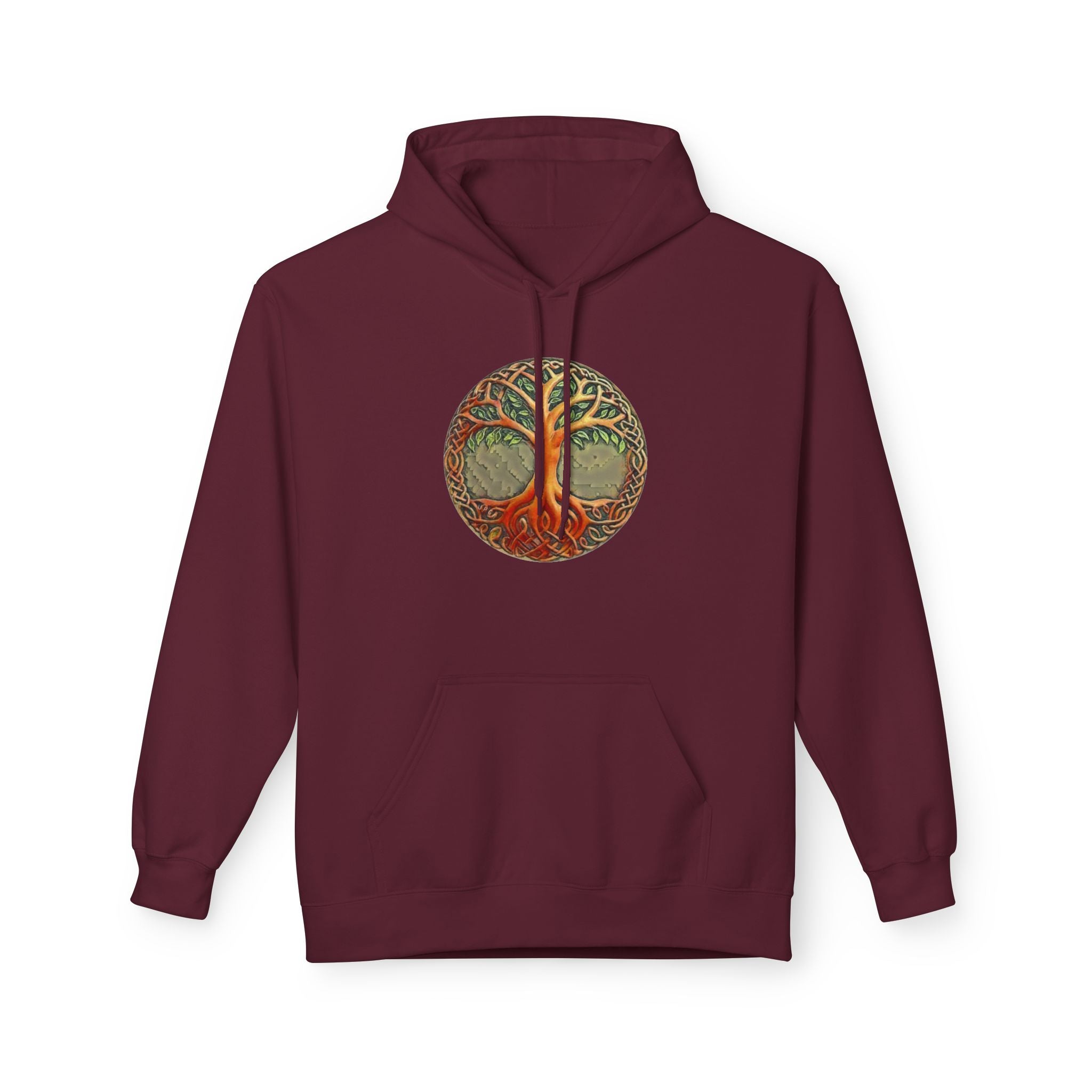 Yggdrasil Tree of Life Cotton Hoodie — Vintage Botanical Forest Graphic