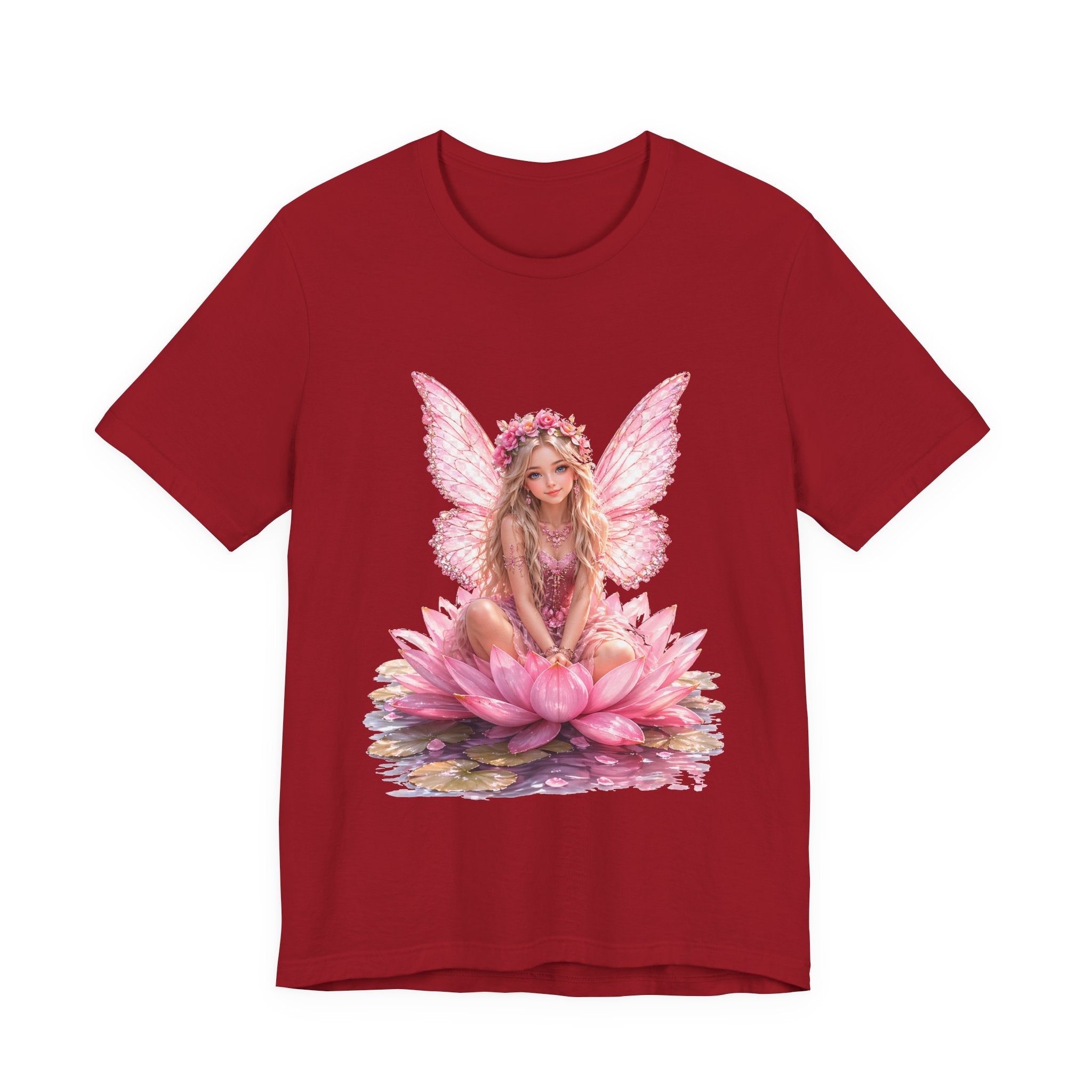 Pink Lotus Fairy T-Shirt — Floral Fairy Sitting on Lotus Graphic Tee