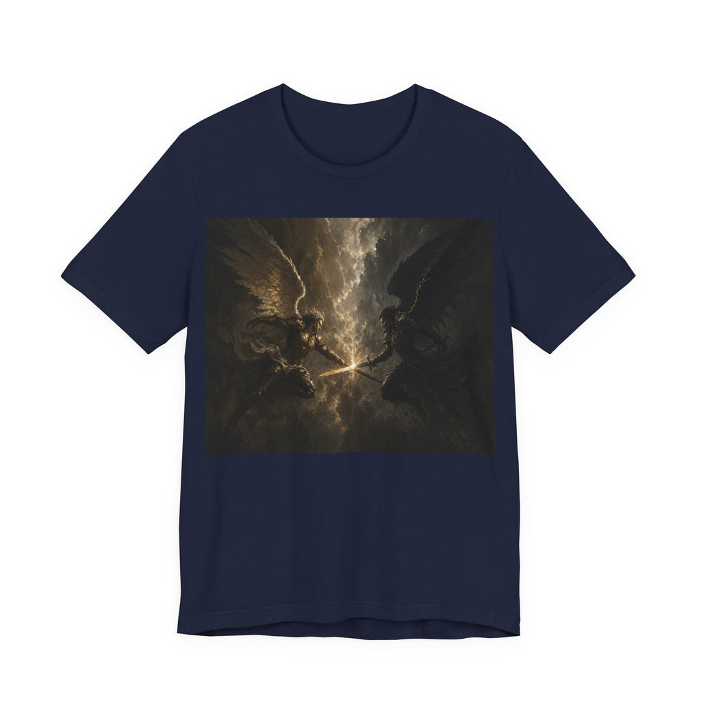 Angel Battle Graphic Tee — Dark Mythic Winged Warriors Shirt