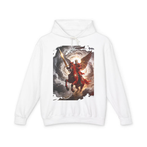 Archangel Warrior Hoodie — Saint Michael Celestial Battle Graphic Sweatshirt