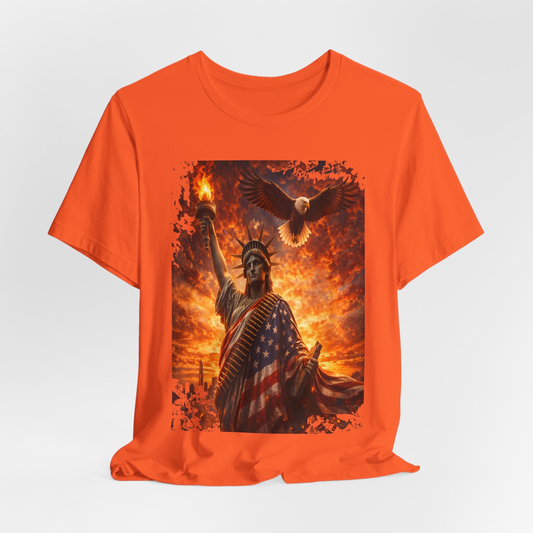 Liberty & Pride T-Shirt — Statue of Liberty with American Flag and Dove