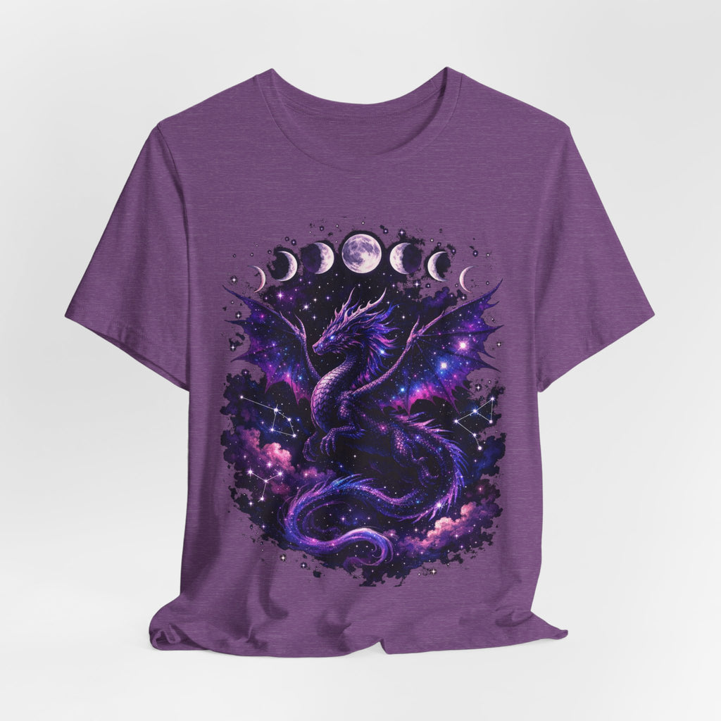 Celestial Moonphase Dragon T-Shirt — Purple Galaxy Fantasy Tee