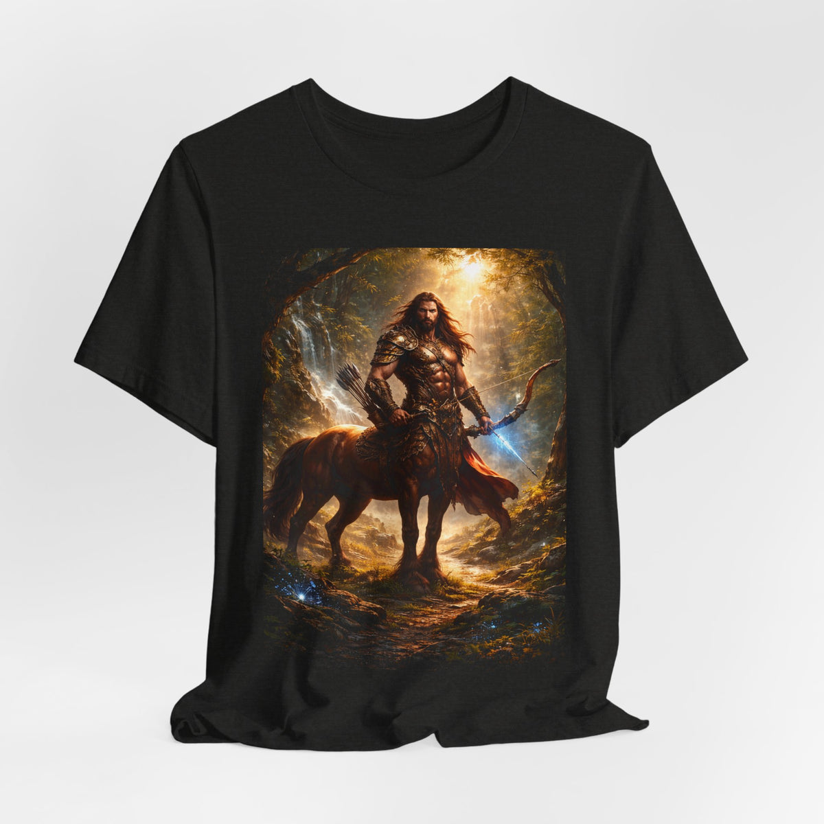 Centaur Warrior Fantasy T‑Shirt — Mythic Forest Battle Graphic Tee
