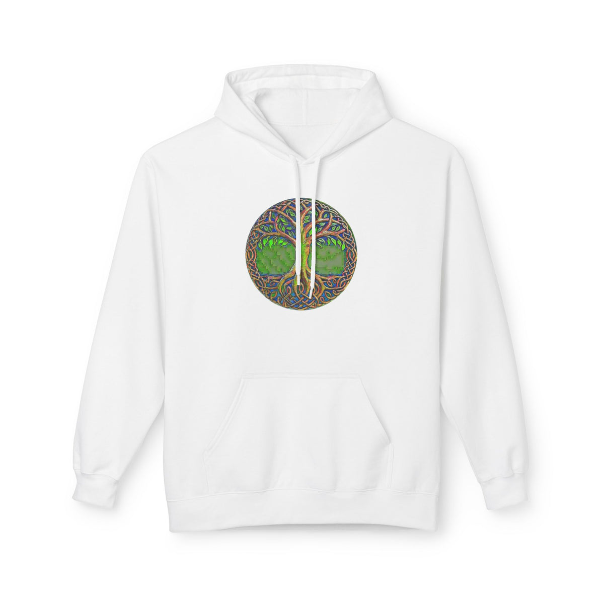 Yggdrasil Tree of Life Cotton Hoodie — Nature-Inspired Green Woodland Graphic