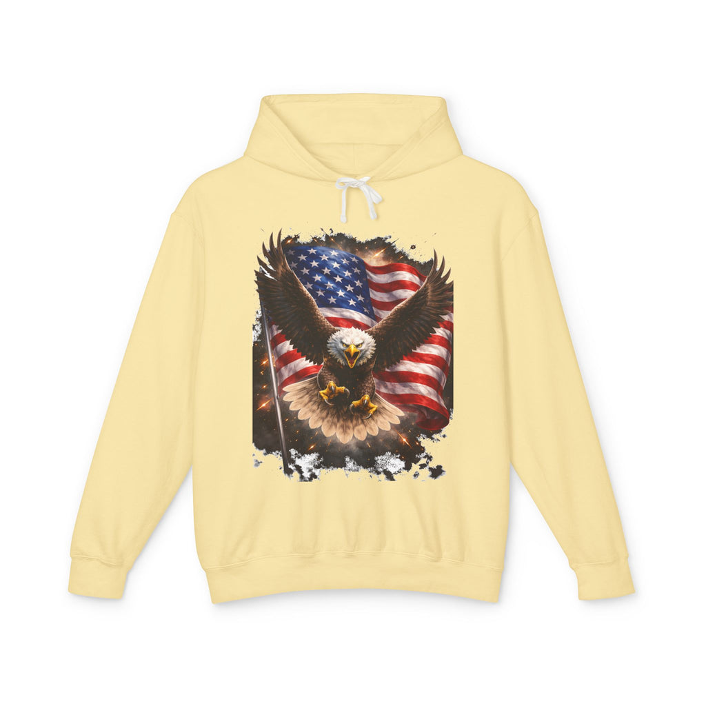American Eagle Flag Hoodie — Patriotic Bald Eagle sweatshirt for 4th of July & Veterans