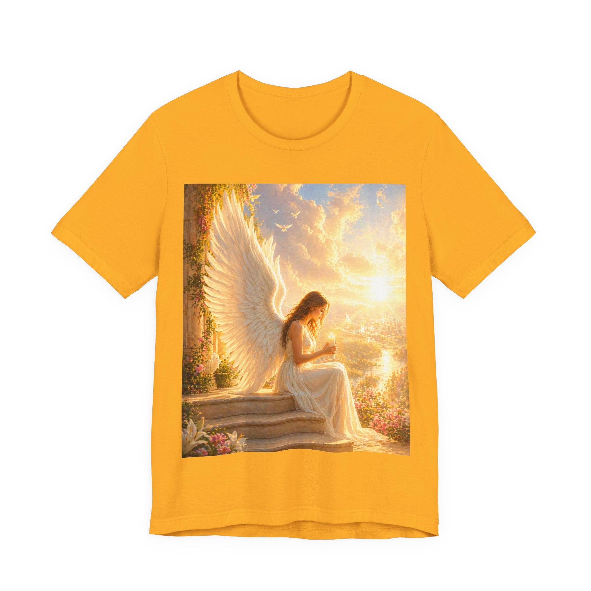 Angel Prayer T‑Shirt — Serene Winged Angel Graphic Tee for Spiritual Gifts & Memorials