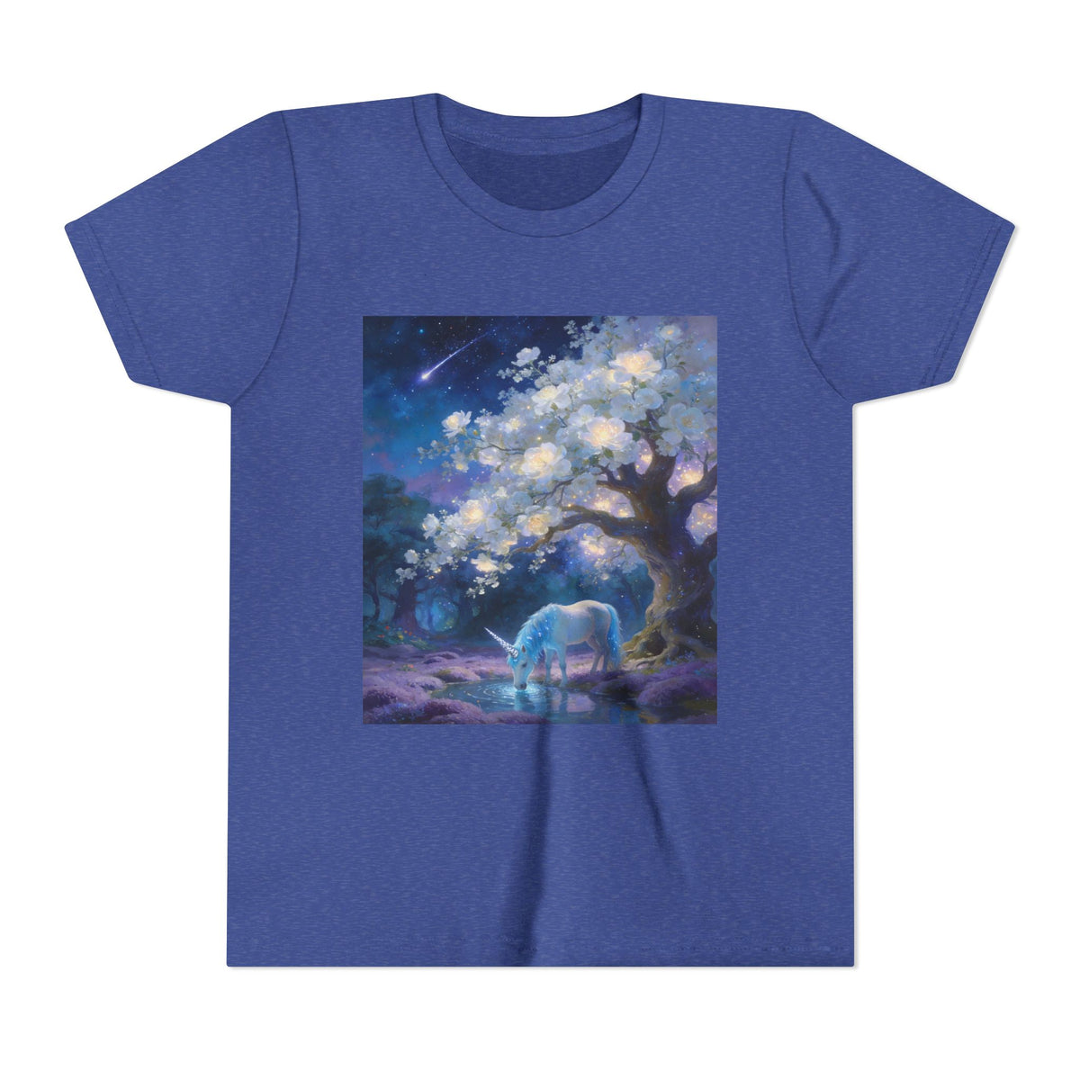 Youth Tee — Dreamy Moonlit Deer & Blossom Tree Graphic