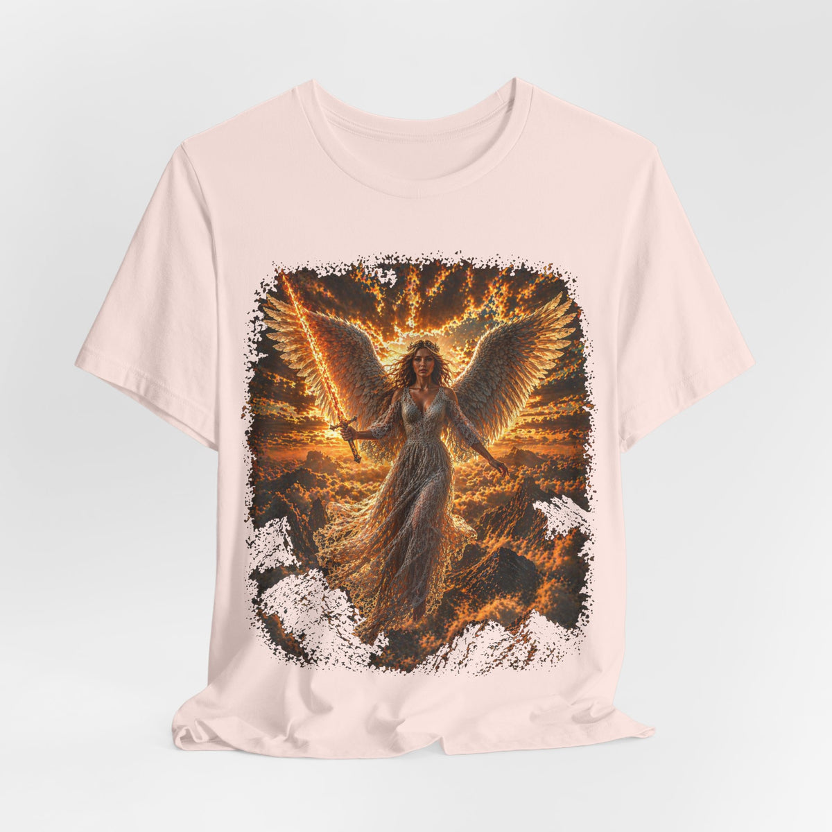 Angel Wings Graphic Tee — Fiery Guardian Angel Design