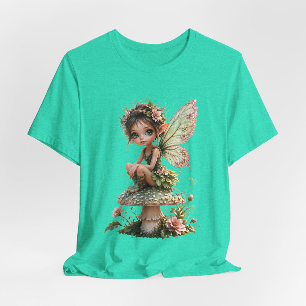 Fairy Mushroom Tee — Cute Woodland Fairy Sitting on Toadstool Graphic T-Shirt