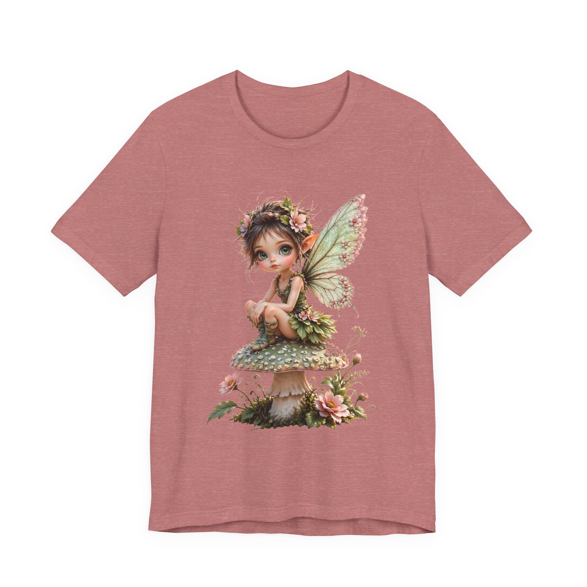 Fairy Mushroom Tee — Cute Woodland Fairy Sitting on Toadstool Graphic T-Shirt