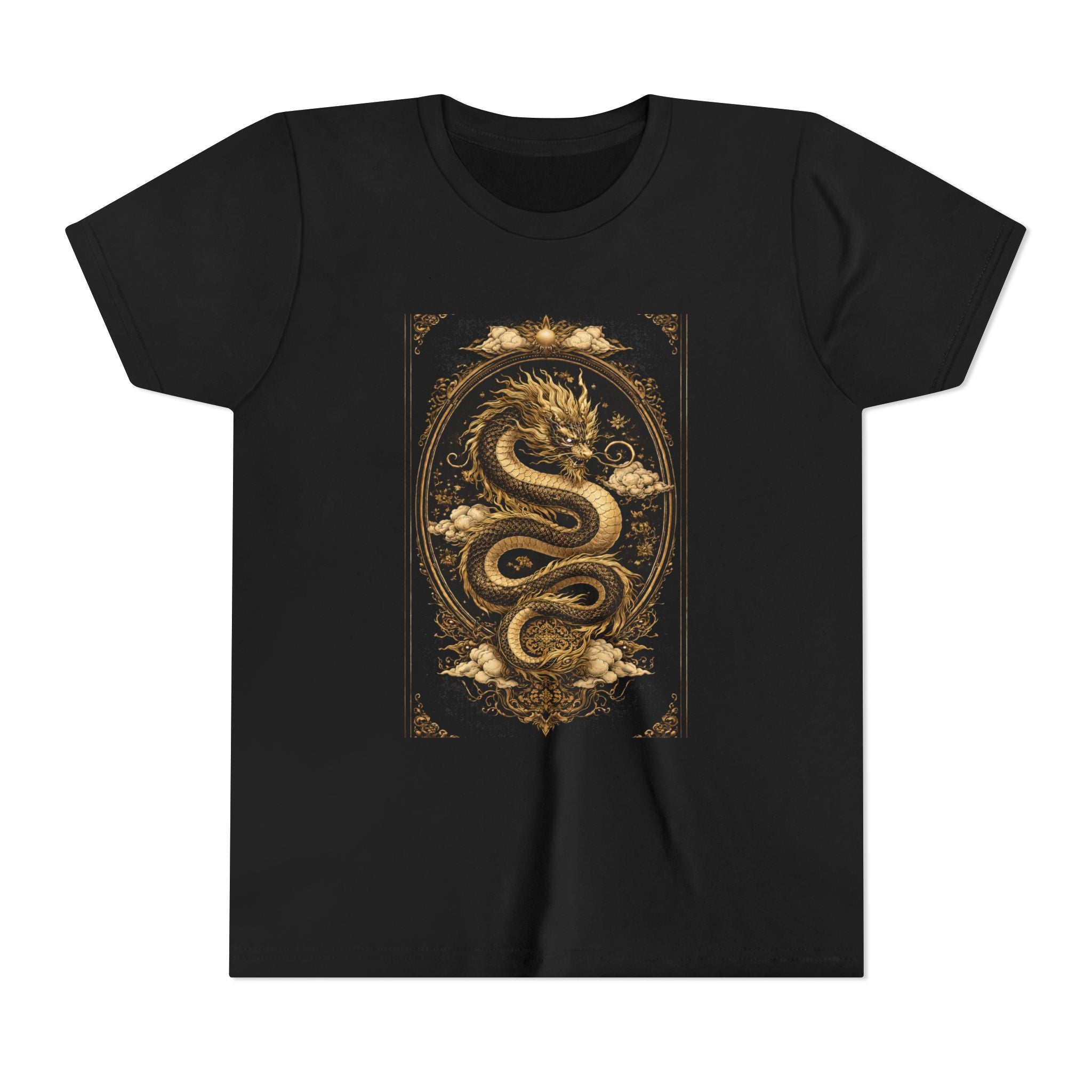 Tee-Gold Dragon Vintage Art Graphic Shirt
