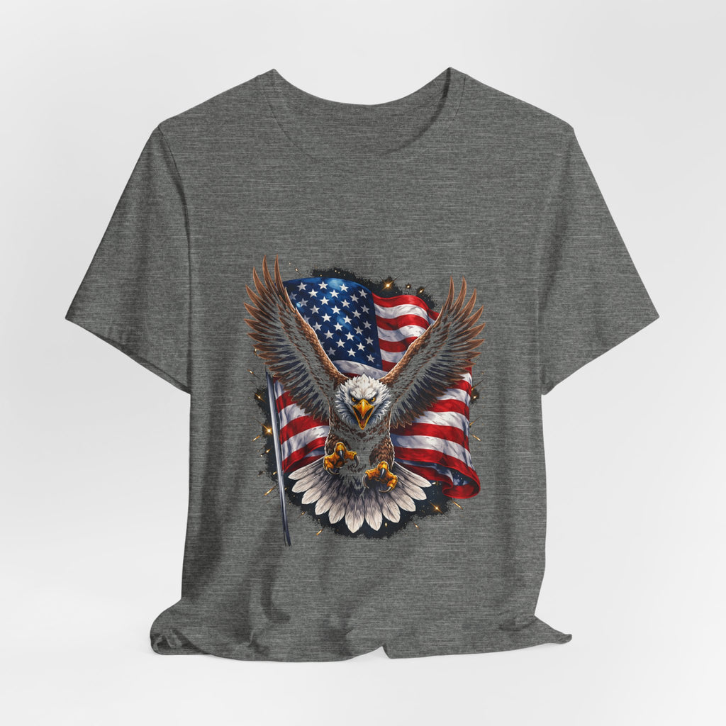 American Eagle Flag T-Shirt — Patriotic Bald Eagle Tee for 4th of July & Veterans