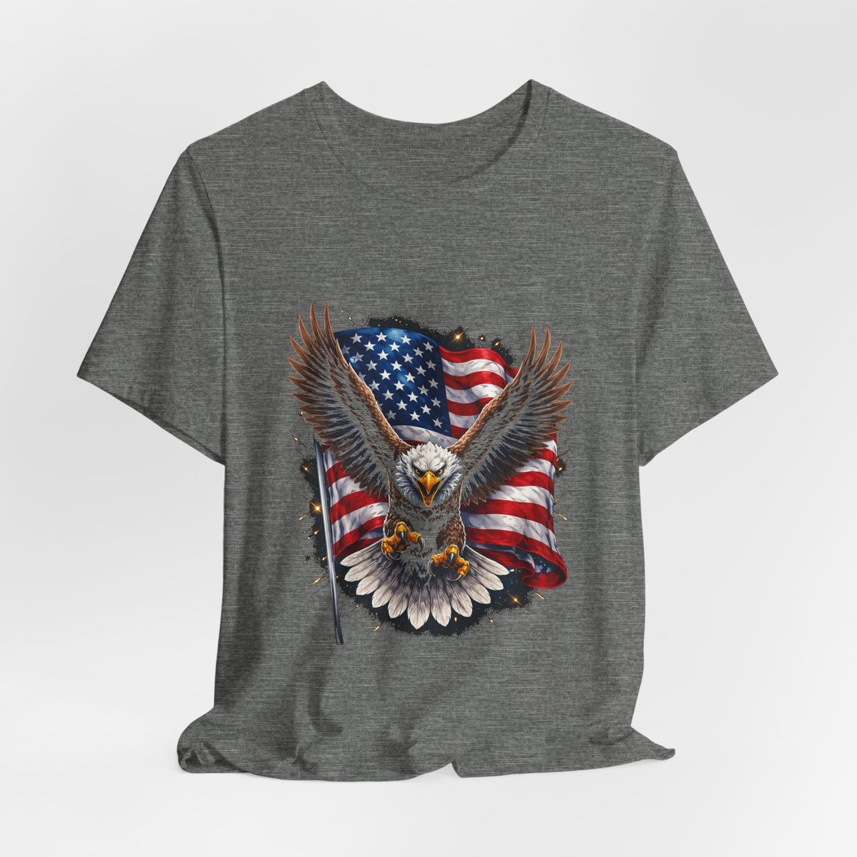 American Eagle Flag T-Shirt — Patriotic Bald Eagle Tee for 4th of July & Veterans