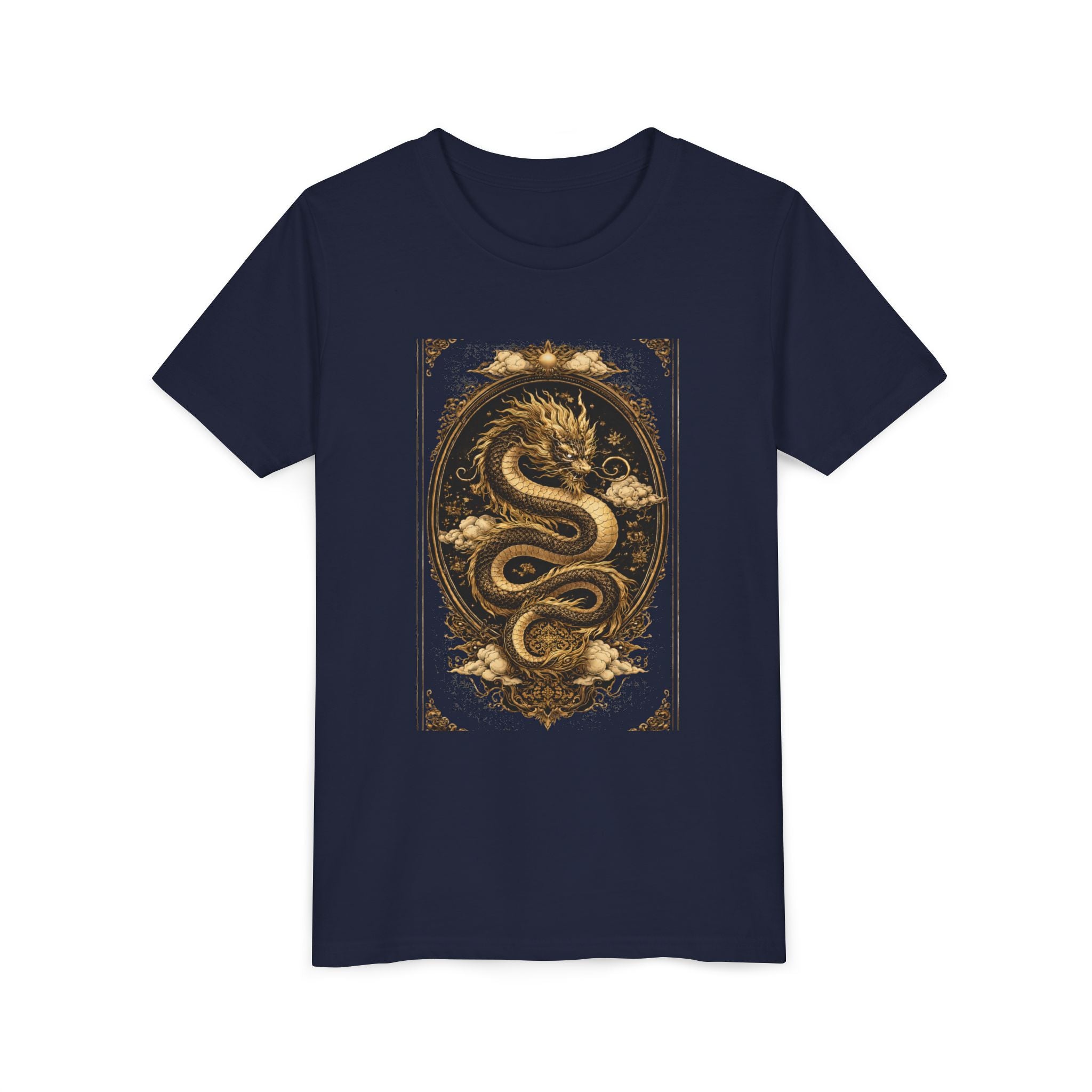 Tee-Gold Dragon Vintage Art Graphic Shirt
