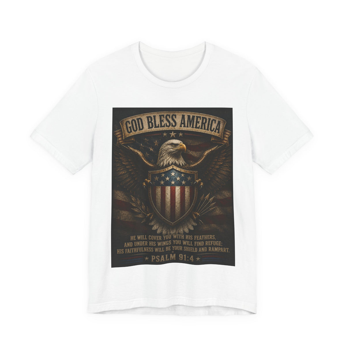 God Bless America Eagle T-Shirt – Patriotic Psalm 91:4 Graphic Tee