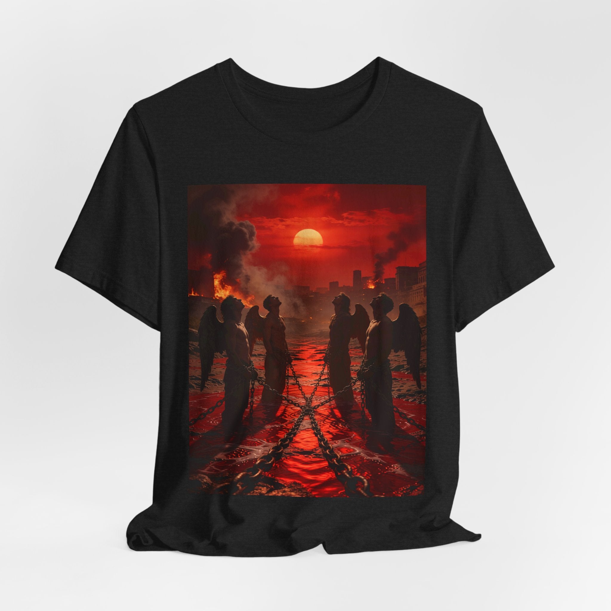 T-Shirt — Revelation 9 reveals four fallen angels bound in the Euphrates River, awaiting God’s appointed time to bring judgment.