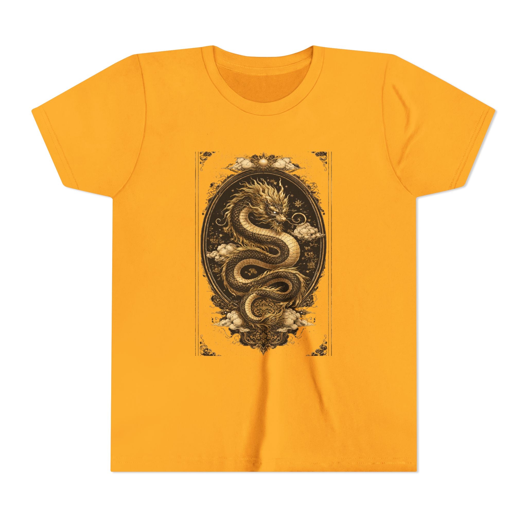 Youth Tee — Gold Dragon Vintage Art Graphic Shirt