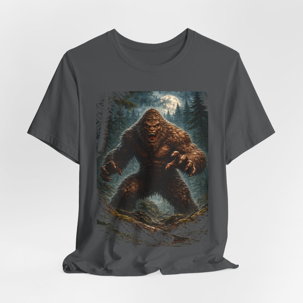 Bigfoot Monster Graphic T-Shirt — Sasquatch Forest Night Tee