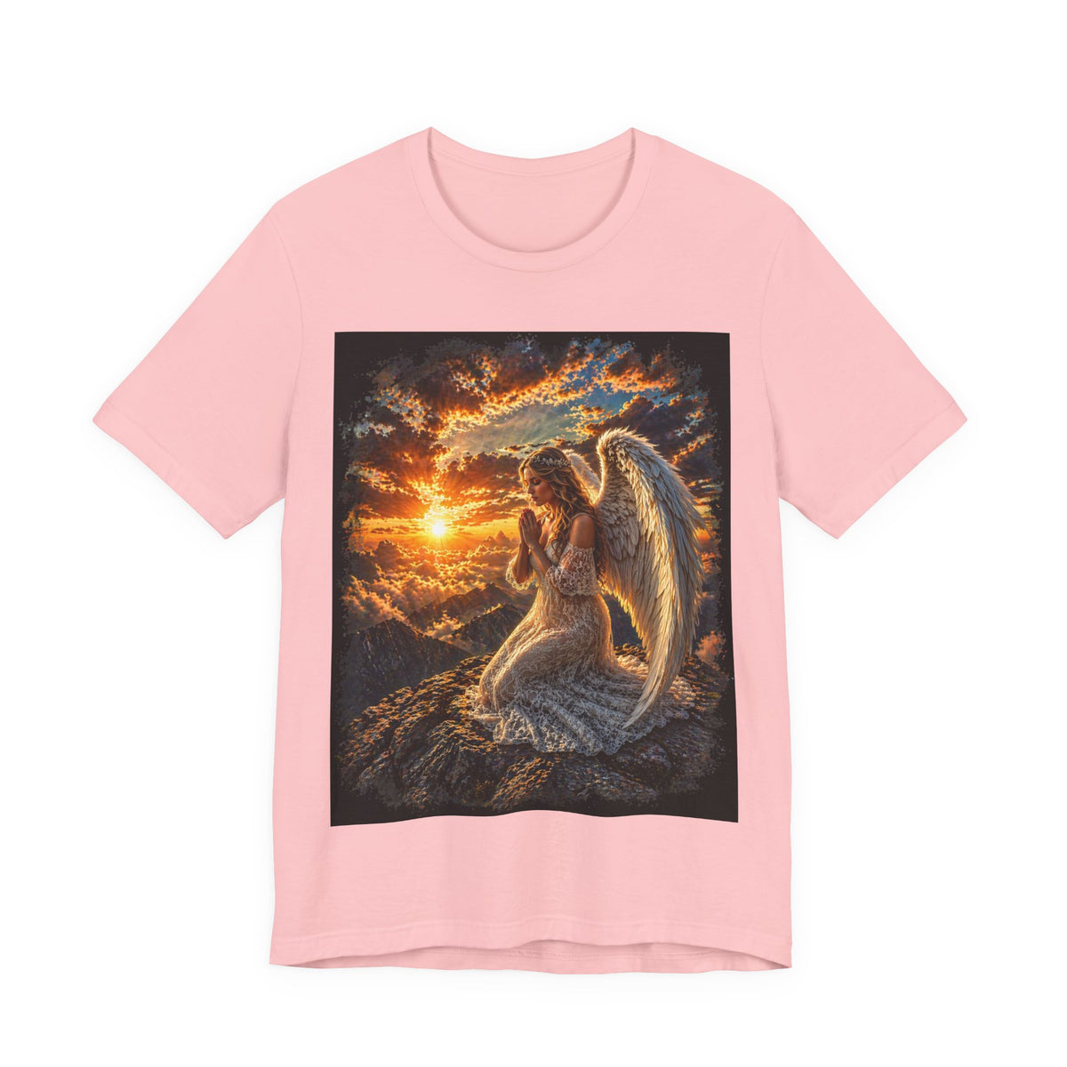 Angel Prayer T‑Shirt — Serene Sunset Guardian Angel Tee