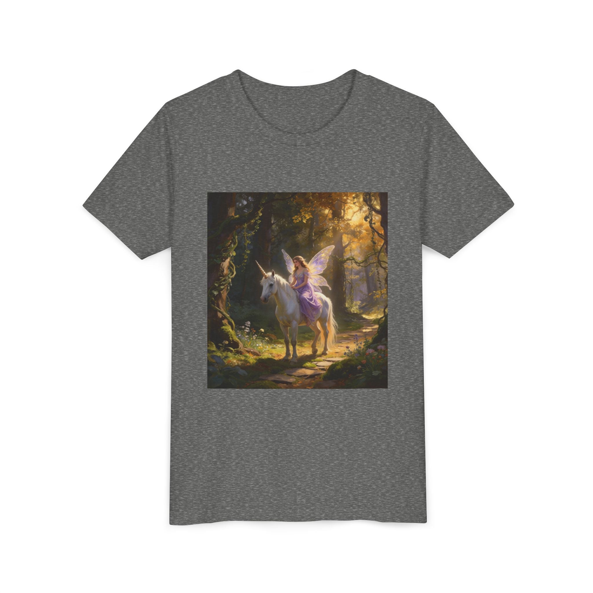 Youth Tee — Enchanted Unicorn & Fairy Forest Graphic