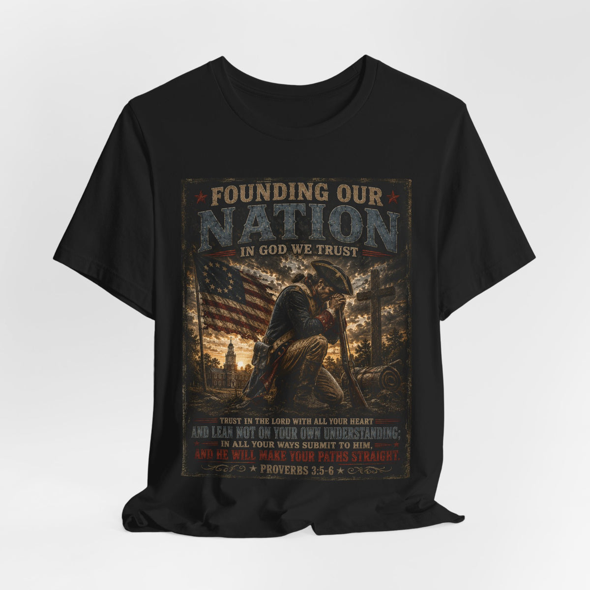 Founding Our Nation Eagle T-Shirt — "In God We Trust" Patriotic Christian Tee