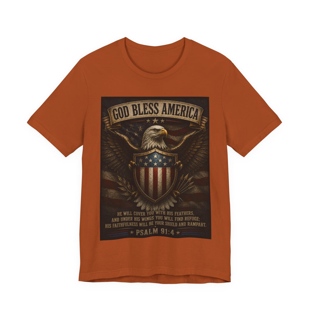 God Bless America Eagle T-Shirt – Patriotic Psalm 91:4 Graphic Tee