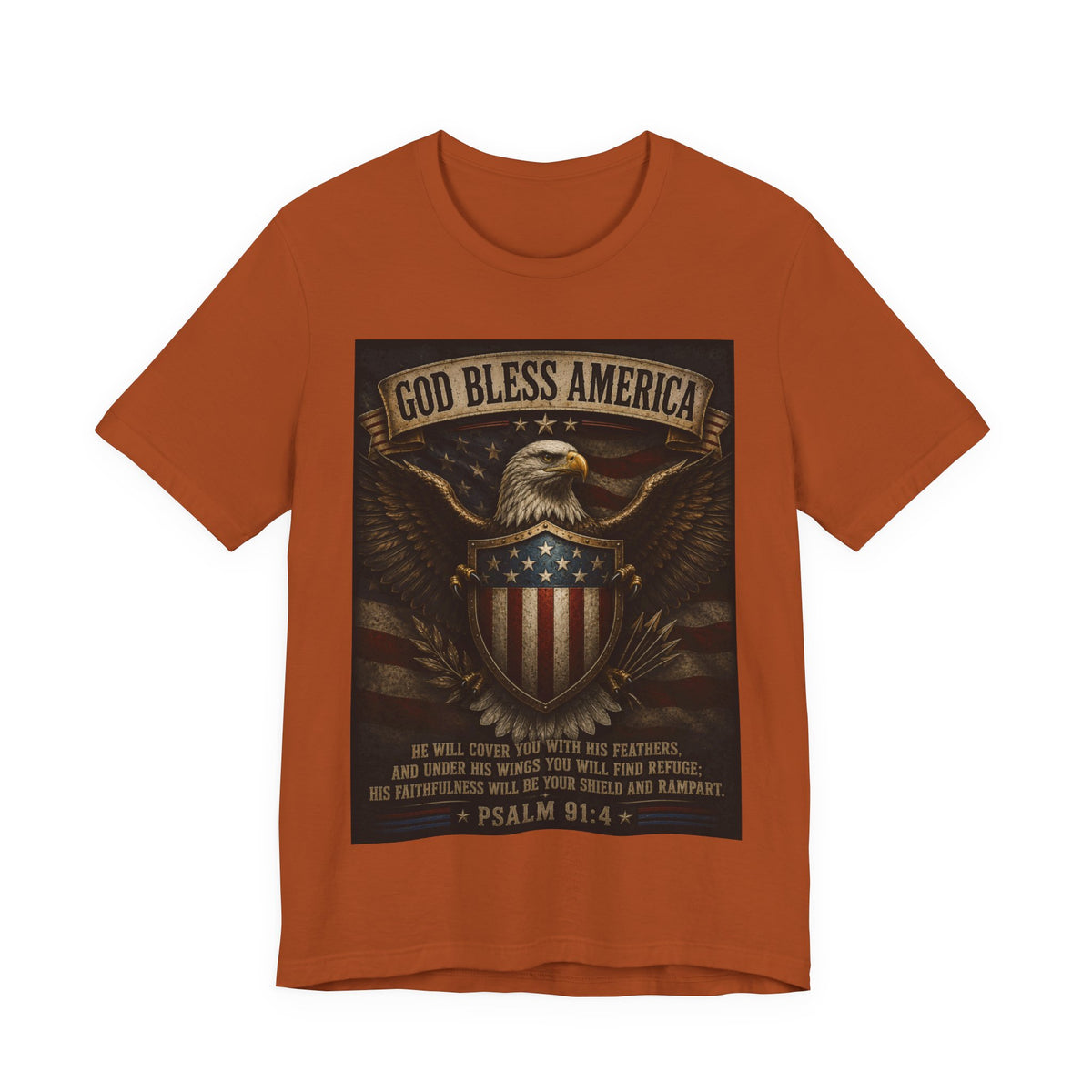 God Bless America Eagle T-Shirt – Patriotic Psalm 91:4 Graphic Tee