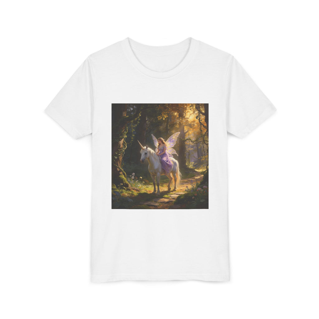 Youth Tee — Enchanted Unicorn & Fairy Forest Graphic