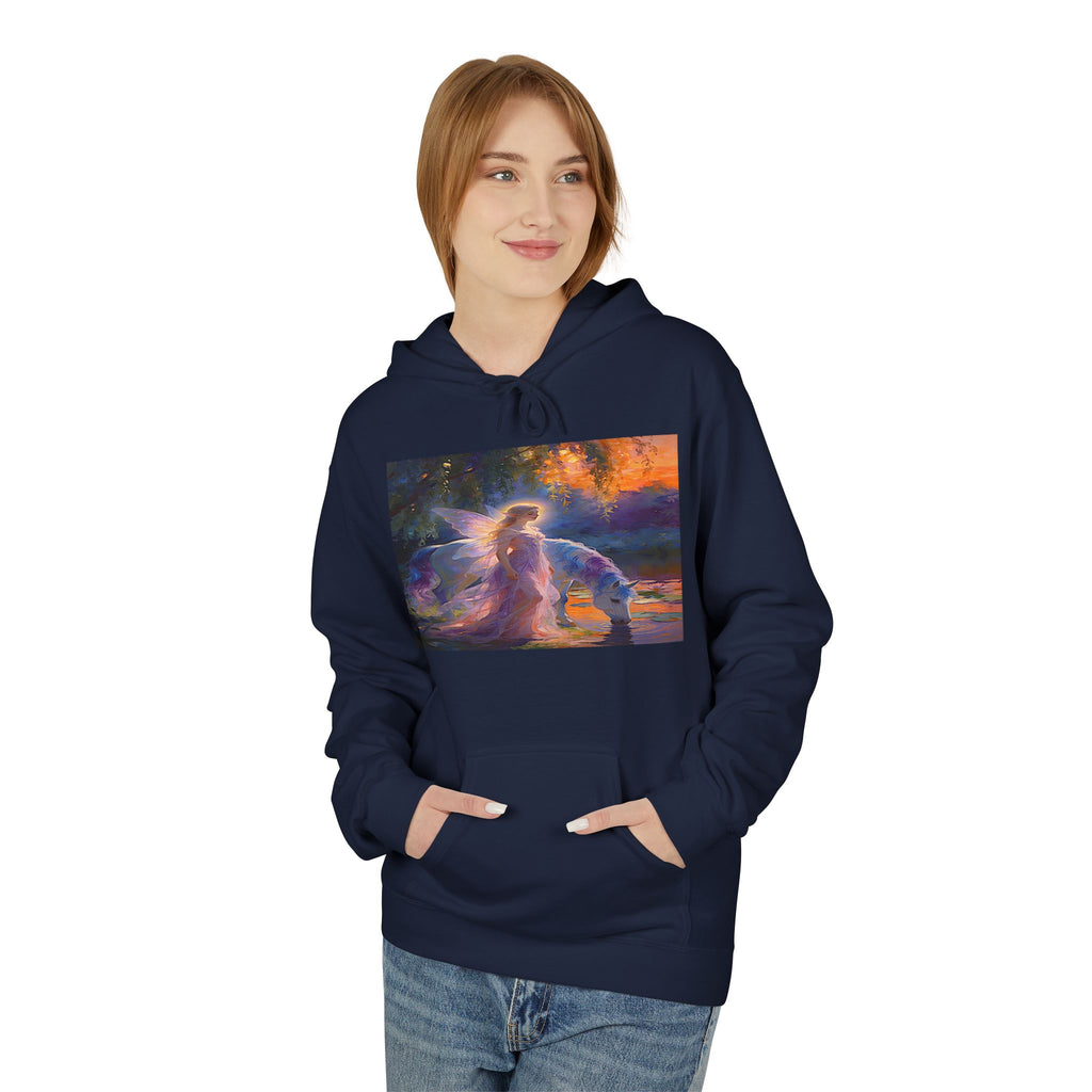 Unicorn Fairy Cotton Hoodie — Cosmic Cat Art Pullover