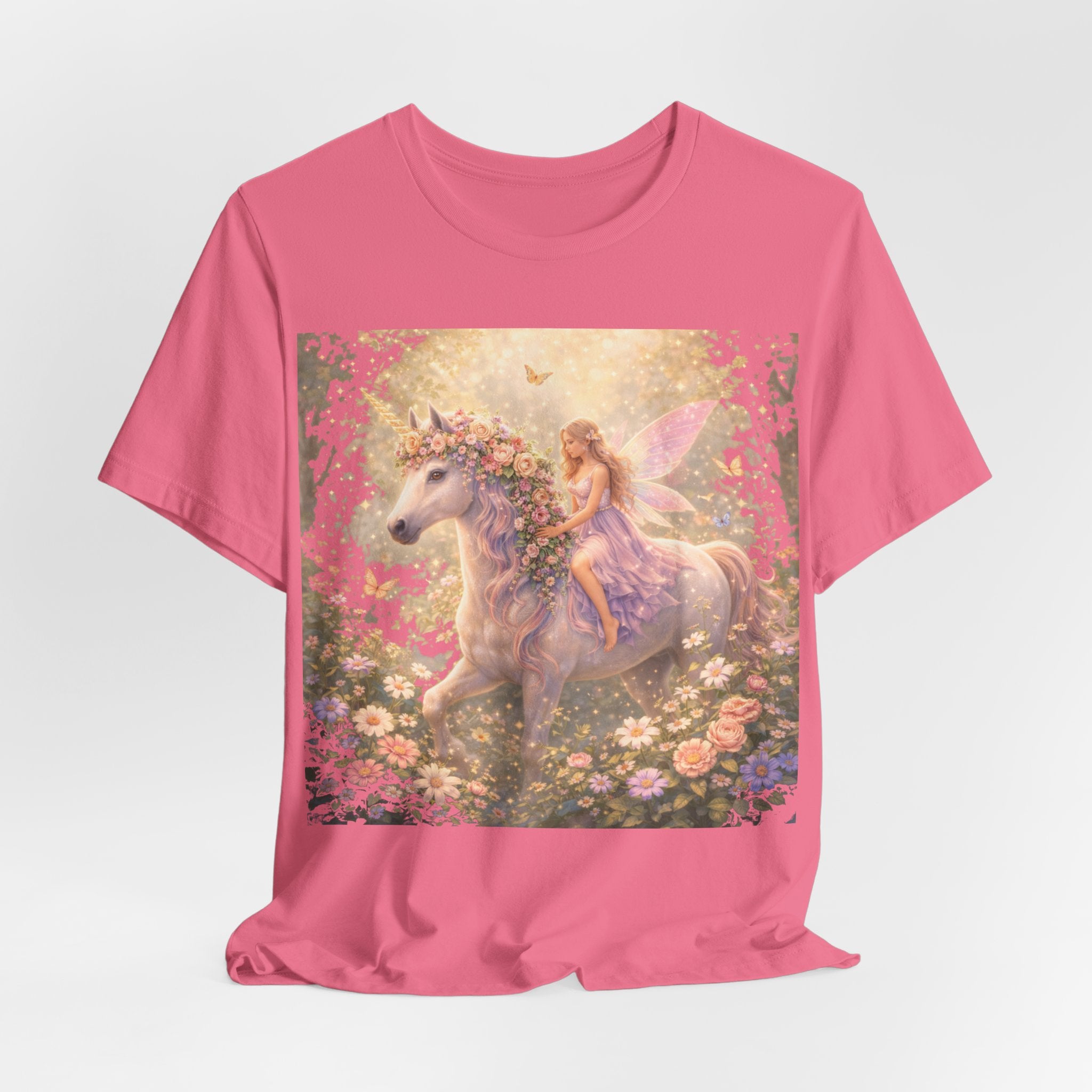 Fairy and Unicorn Tee — Whimsical Garden Fantasy T-Shirt